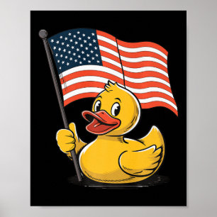 Póster Pato De Caucho Bandera Estadounidense Día De Indep