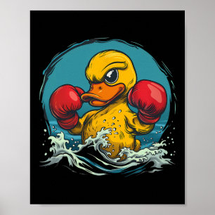 Póster Pato de goma boxeador con guantes de boxeo kickbox