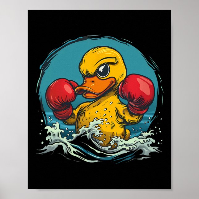 Póster Pato de goma boxeador con guantes de boxeo kickbox (Frente)