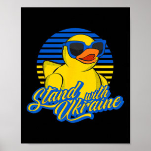 Póster Pato de goma con soporte de bandera ucraniana Apoy