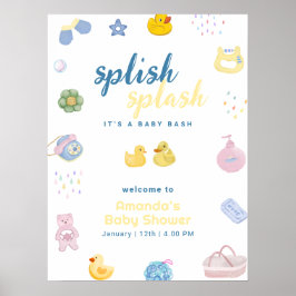 Póster Pato de goma divertido Bienvenida a la fiesta de b