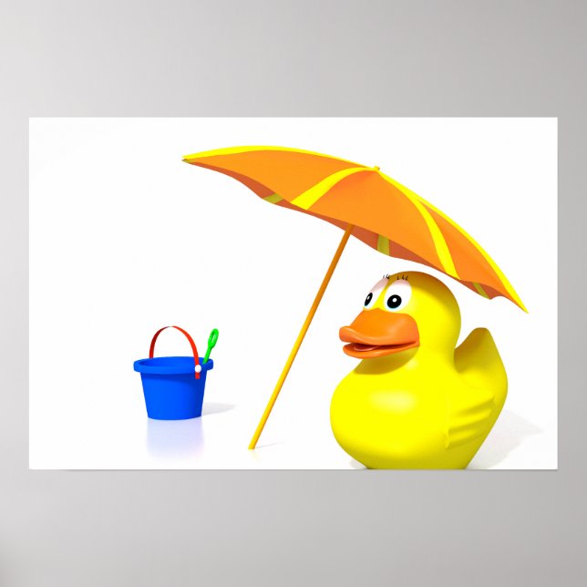Póster Pato de goma en la playa (Frente)