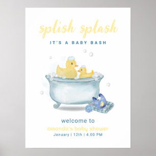 Póster Pato de goma Mamá Bañera Bienvenida a la fiesta de