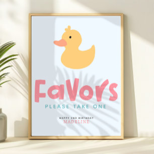 Póster Pato de goma para fiesta de cumpleaños de niñas en