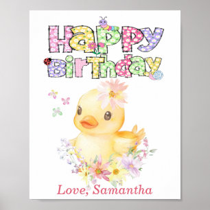 Póster Pato de Goma Personalizado Cumpleaños Uno