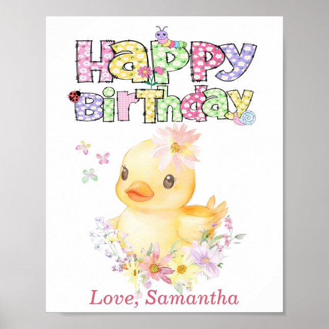 Póster Pato de Goma Personalizado Cumpleaños Uno (Frente)