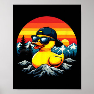 Póster Pato de goma retro gafas de sol montañismo camping