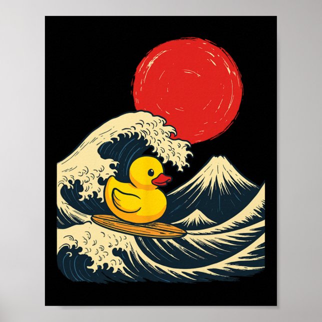 Póster Pato de goma surf japonés _3 (Frente)