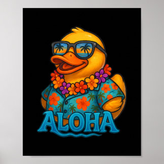 Póster Pato de goma tropical Lei hawaiano Aloha Pato de g