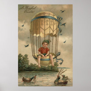 Póster Pato de huevo pintado de color de pascua de globo 