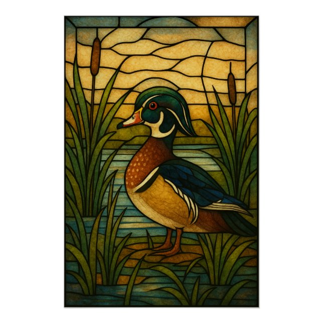 Póster Pato de Madera Vidrio Emplomado (Anverso)