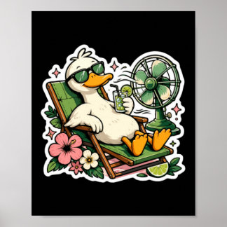 Póster Pato de verano divertido modo vacaciones relajante