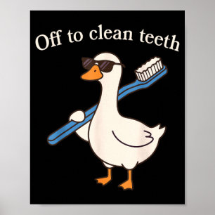 Póster Pato Dentista Divertido Limpia Dientes Odontología