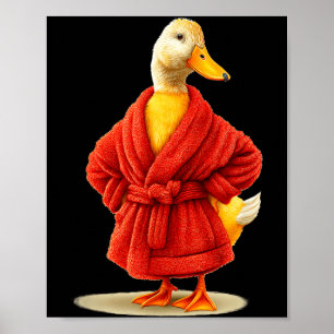 Póster Pato divertido en pijama rojo para ganso y ropa de