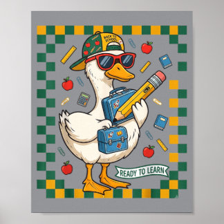 Póster Pato Divertido Listo Para Aprender De Vuelta Al Co