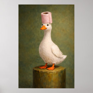 Póster Pato Divertido Sombrero de Papel Higiénico Imprimi