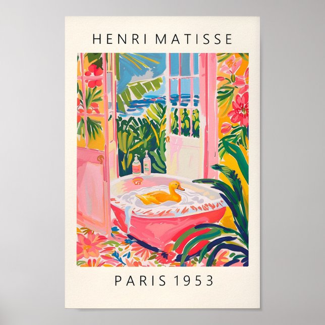 Póster Pato En Bañera Poster Funny, Baño Pared Art, P (Frente)