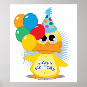 Póster Pato feliz cumpleaños