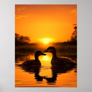 Póster Pato hermoso atardecer