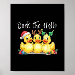 Póster Pato Las Alas Santa Sombrero Orejas Reno Acebo Chr