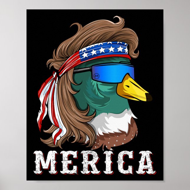 Póster Pato Mallard Patriótico Cazando aves Acuáticas Est (Frente)