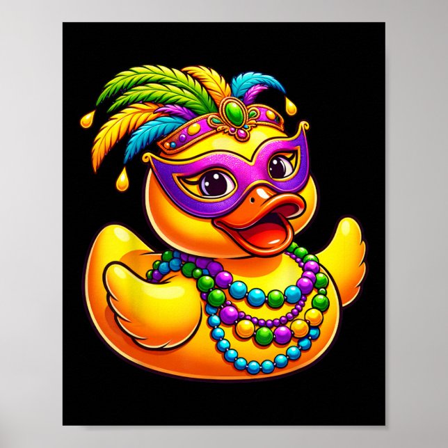 Póster Pato Mardi Gras Usando Mardi Gras Costume M (Frente)