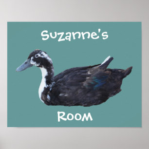 Póster Pato negro lindo habitación de niños personalizada