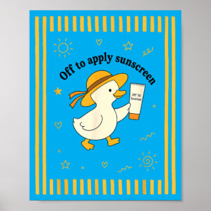 Póster Pato para Aplicar Protector Solar Vacaciones de Ve