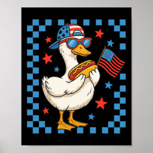Póster Pato Patriótico Divertido Bandera De EE. UU. Perro