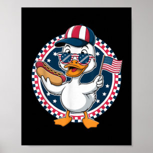 Póster Pato Patriótico Divertido Bandera De Estados Unido