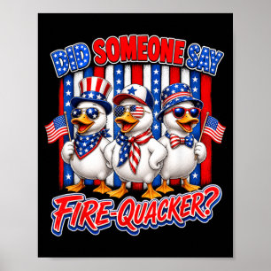 Póster Pato Patriótico Firequacker Bandera Americana 4 De