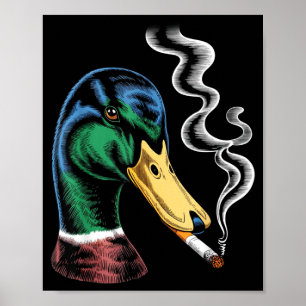 Póster Pato real fumando cigarrillo meme divertido pato r