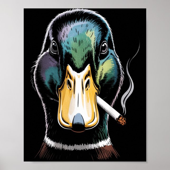 Póster Pato Real Fumando Cigarrillo Meme Pato Real Divert (Frente)