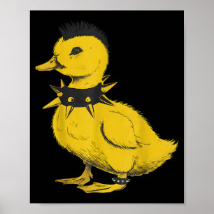 Póster Pato rockero punk metal rock and roll música niño
