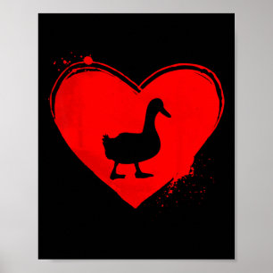 Póster Pato Silueta Corazón Forma San Valentín Amantes de