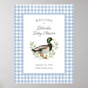 Póster Pato Silvestre Cuadrillé Azul Bienvenida Baby Show