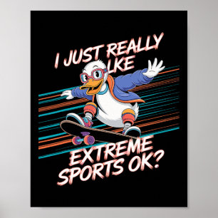 Póster Pato Skateboarding Deportes Extremos Estilo de Vid
