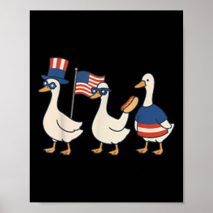 Póster Pato tonto bandera americana meme divertido 4 de j