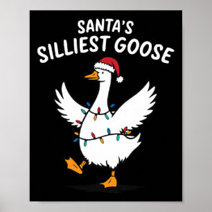 Póster Pato tonto de Papá Noel retro Navidades Pato tonto