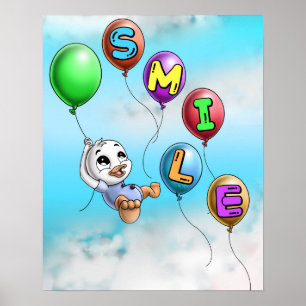 Póster Pato y globos