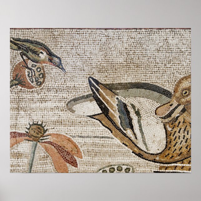 Póster Pato y pájaro, mosaico del Nilo, Casa del Fauno (Frente)