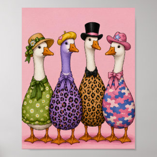 Póster Patos caprichosos de moda divertidos y coloridos