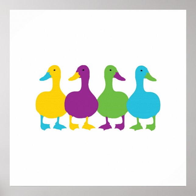 Póster Patos de color retro (Frente)