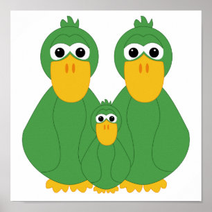 Póster Patos Verdes Y Bebés