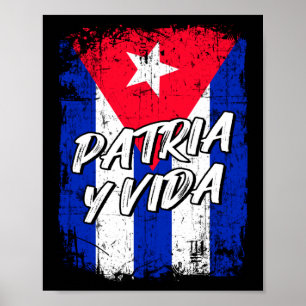 Póster Patria Y Vida Viva Cuba Libre Cuban flag