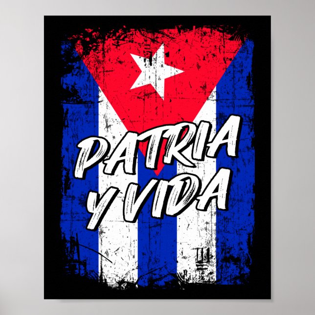 Póster Patria Y Vida Viva Cuba Libre Cuban flag  (Frente)