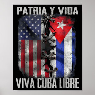 Póster Patria Y Vida Viva Cuba Libre Patriótico Retro USA