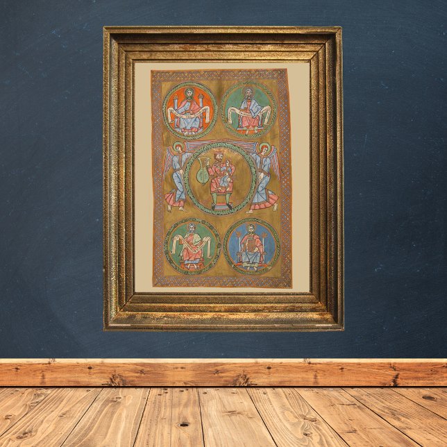 Póster Patriarcas Abraham Isaac Jacob Manuscript Medieval (Patriarchs Abraham Isaac Jacob  - Catholic Christian Medieval Manuscript Poster)