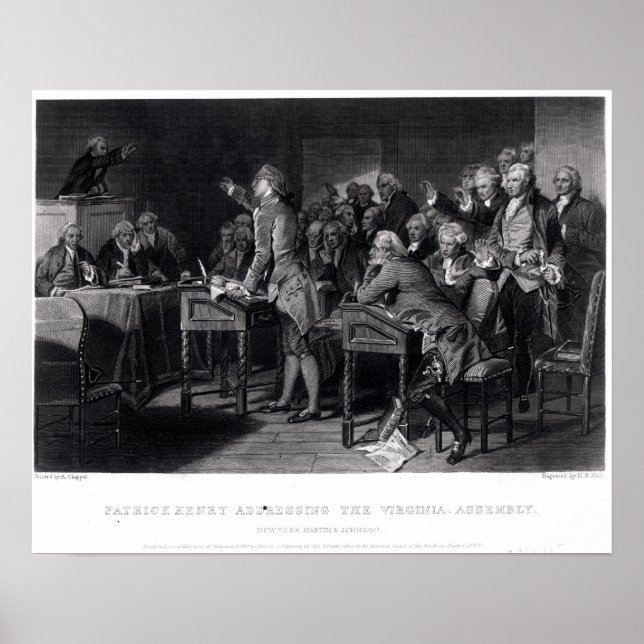 Póster Patrick Henry dirigiéndose a la Asamblea de Virgin (Frente)