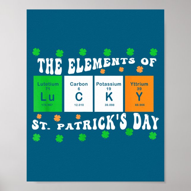 Póster Patricks Day Funny Elements Of Lucky Periodic Tabl (Frente)